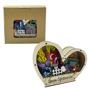 Öğretmenler Günü Mdf Teraryum Kalp Saksı