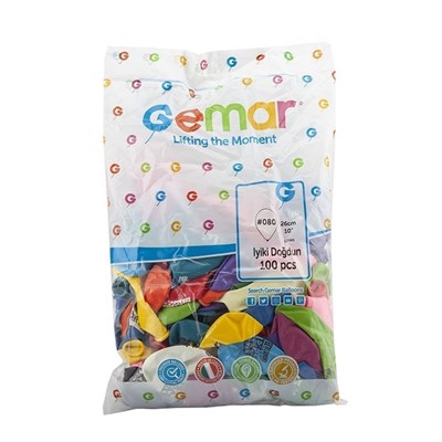 Balon Gemar Doğum Günü 10inch 100lü
