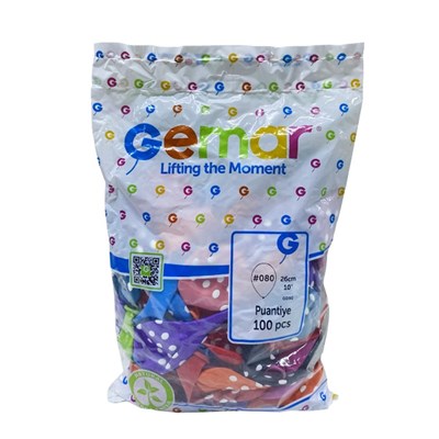 Balon Gemar Puantiye Baskılı 10inch 100lü