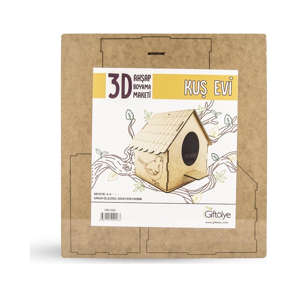3d Ahsap Boyama Buyuk Kus Evi Hm004