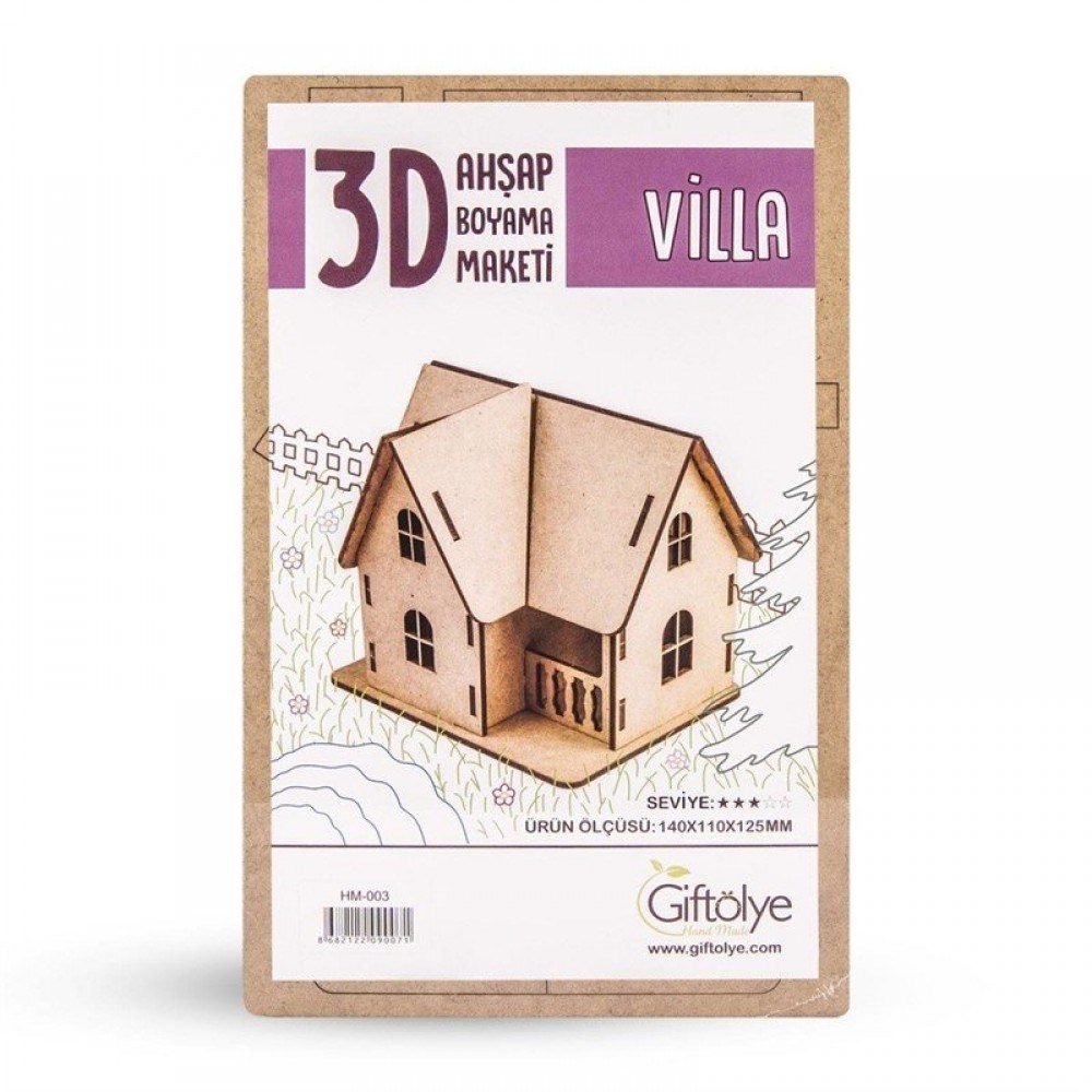 3d Ahsap Boyama Villa Ev Hm003