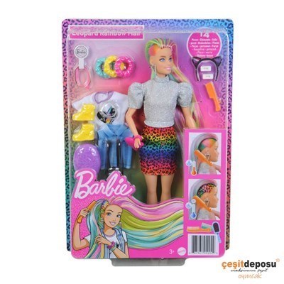 Barbie Grn81 Leopar Desenli Saçlar Bebeği